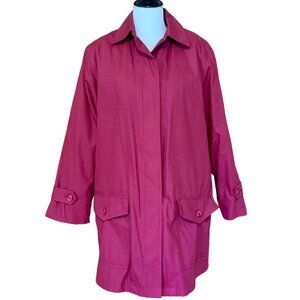 London Fog Women's Jacket Trench Mid Length Size 10 Maroon Zip In Lining